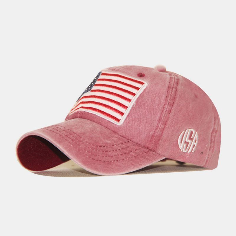 Algodón Unisex Hecho Antiguo Clásico Casual Patrón De Bandera De América Visera Para El Sol Sombrero De Béisbol Sombrero