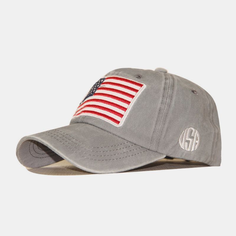 Algodón Unisex Hecho Antiguo Clásico Casual Patrón De Bandera De América Visera Para El Sol Sombrero De Béisbol Sombrero