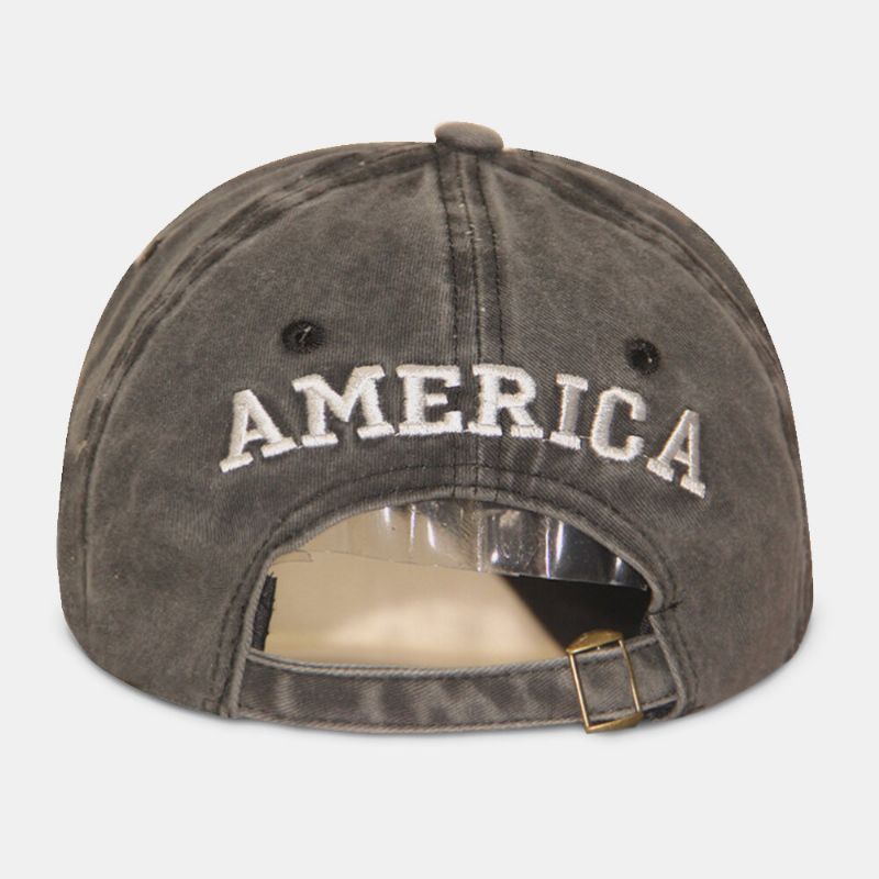 Algodón Unisex Hecho Antiguo Clásico Casual Patrón De Bandera De América Visera Para El Sol Sombrero De Béisbol Sombrero