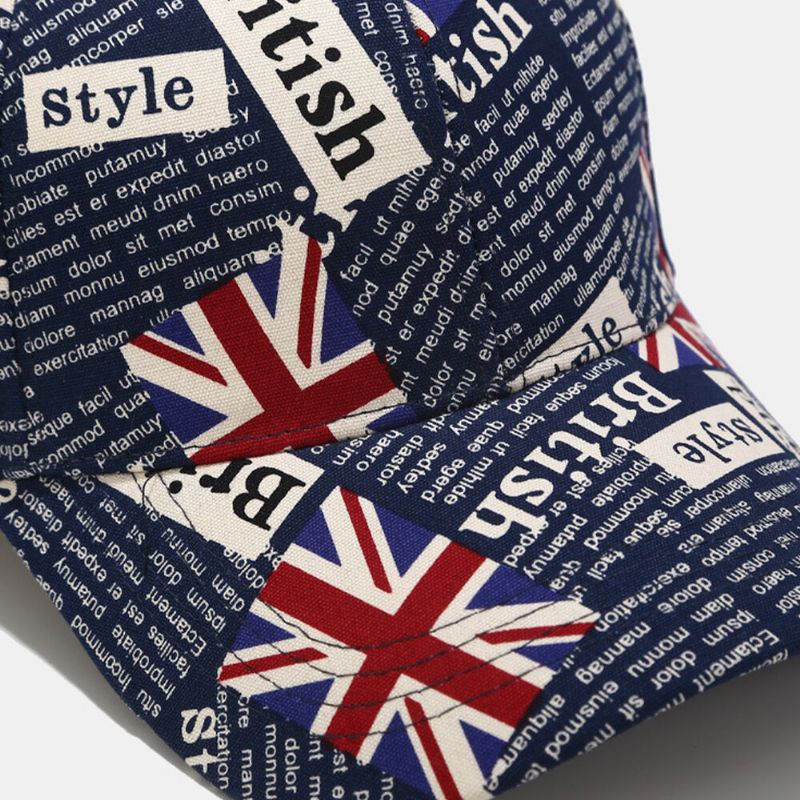 Algodón Unisex Patrón De Bandera Británica Visera Informal Gorra De Béisbol Con Visera