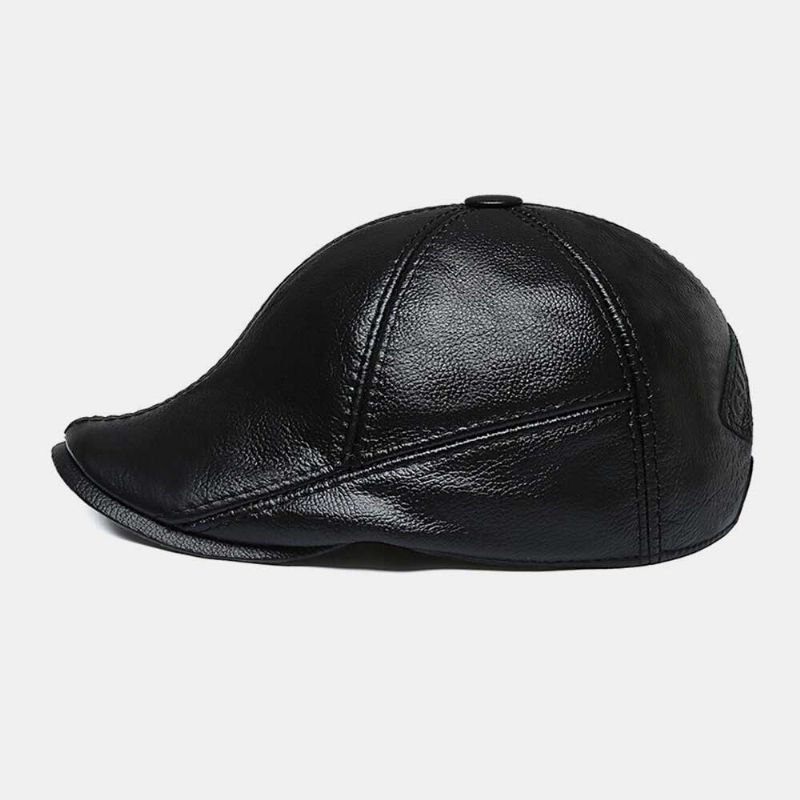 Almohadillas Para Los Oídos De Cuero Genuino Para Hombres Protección Para Los Oídos Warm Plus Thicken Forward Hat Beret Hat