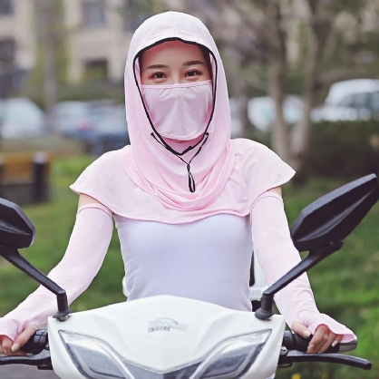 Bufanda De Protección Solar Para Mujer Sombrero De Seda De Hielo Cubierta Cara Protección Uv Ciclismo Al Aire Libre Viaje Gorra De Sombrilla Salvaje