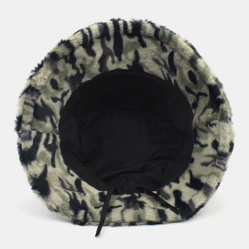 Camuflaje De Teñido Anudado De Felpa Unisex Mantener Caliente Moda Casual Pareja Sombrero Sombrero De Cubo