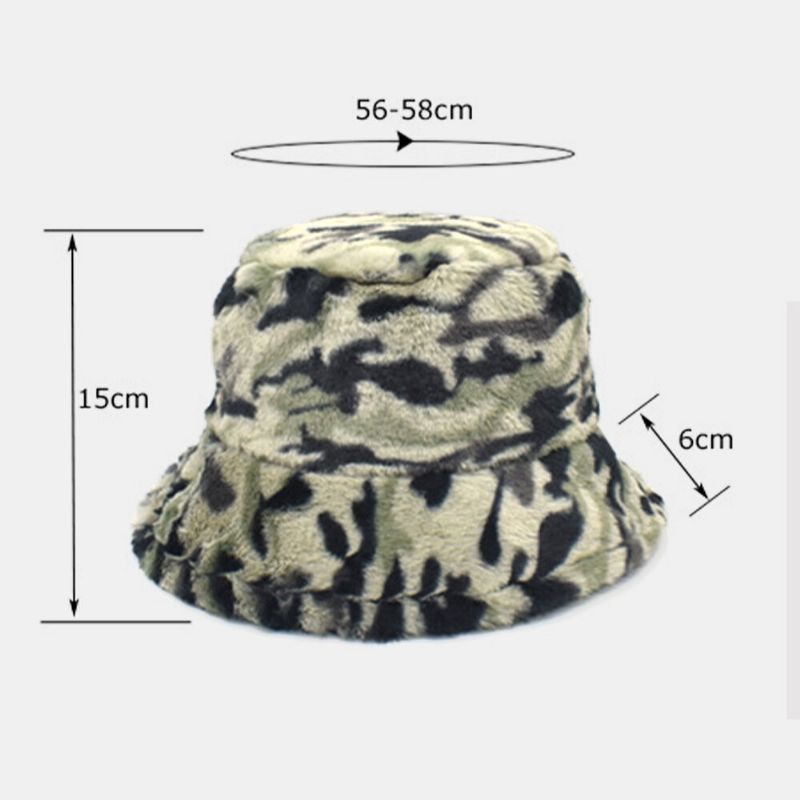 Camuflaje De Teñido Anudado De Felpa Unisex Mantener Caliente Moda Casual Pareja Sombrero Sombrero De Cubo