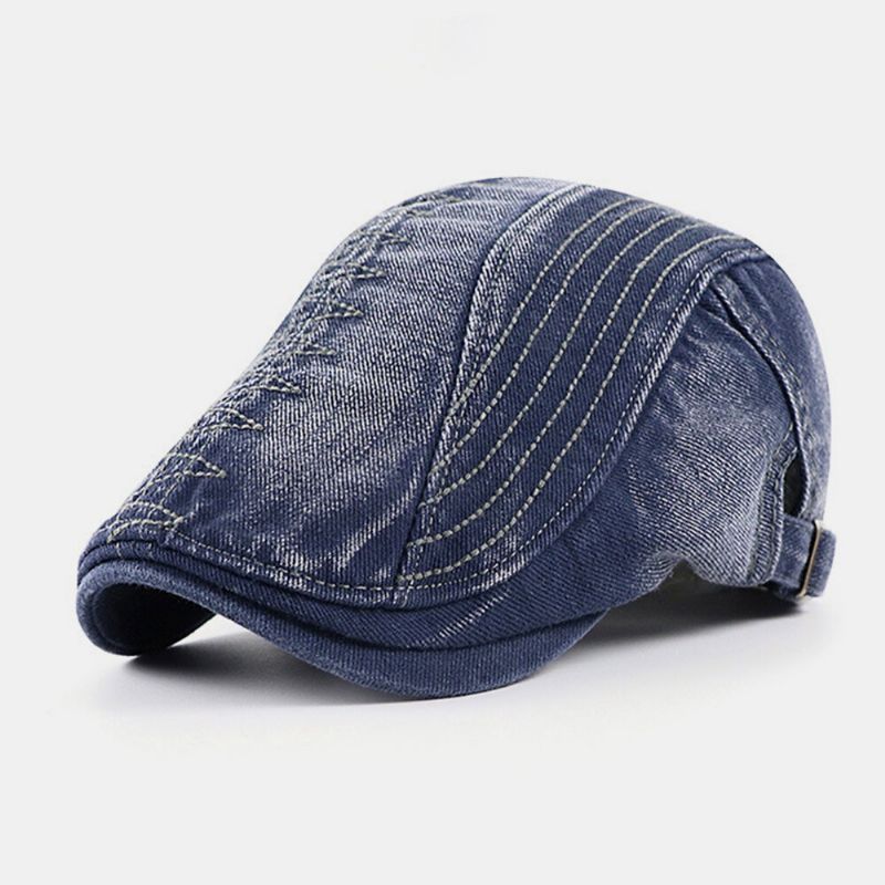 Casquillo De La Boina Del Sombrero Delantero Universal Informal Al Aire Libre Bordado De Algodón Hecho Viejo Para Hombres