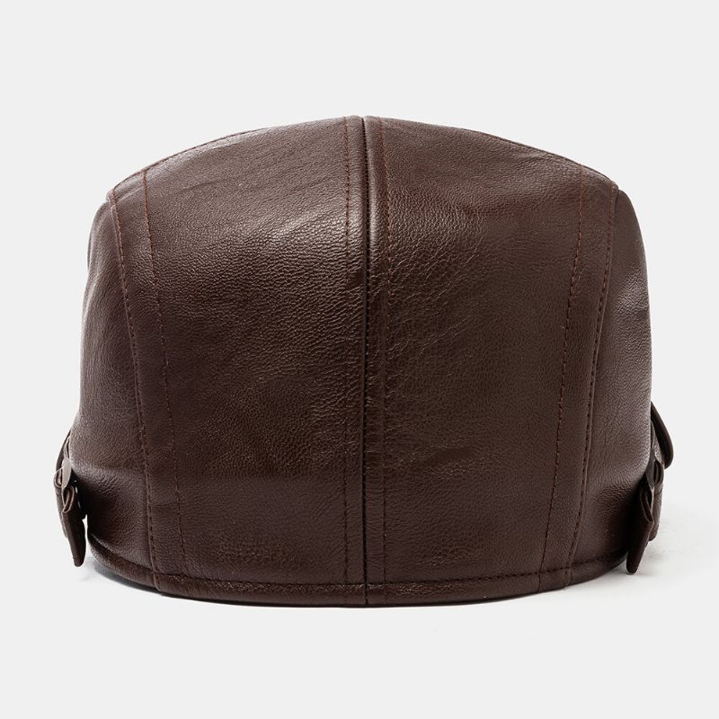 Collrown Hombre Faux Leather Casual Warm Newsboy Hat Forward Hat Sombrero De Boina