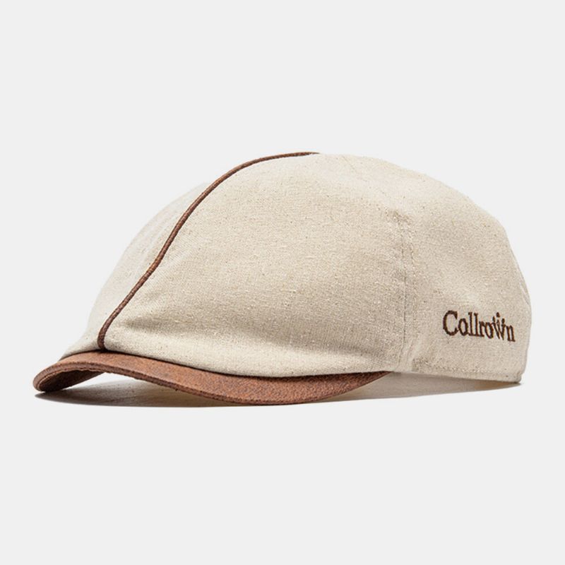 Collrown Hombres Algodón Color Sólido Letra Bordada Gorra Delantera Gorra Plana Gorra De Boina