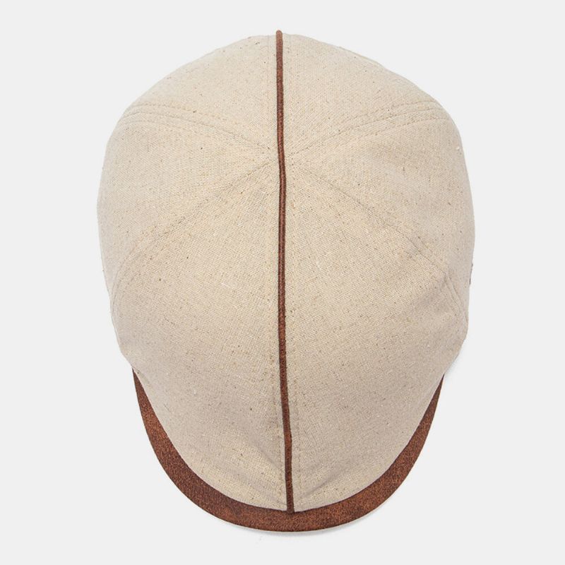 Collrown Hombres Algodón Color Sólido Letra Bordada Gorra Delantera Gorra Plana Gorra De Boina