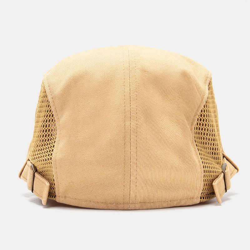 Collrown Hombres Algodón Malla Transpirable Casual Al Aire Libre Sombrilla Adelante Sombrero Plano Boina Gorra