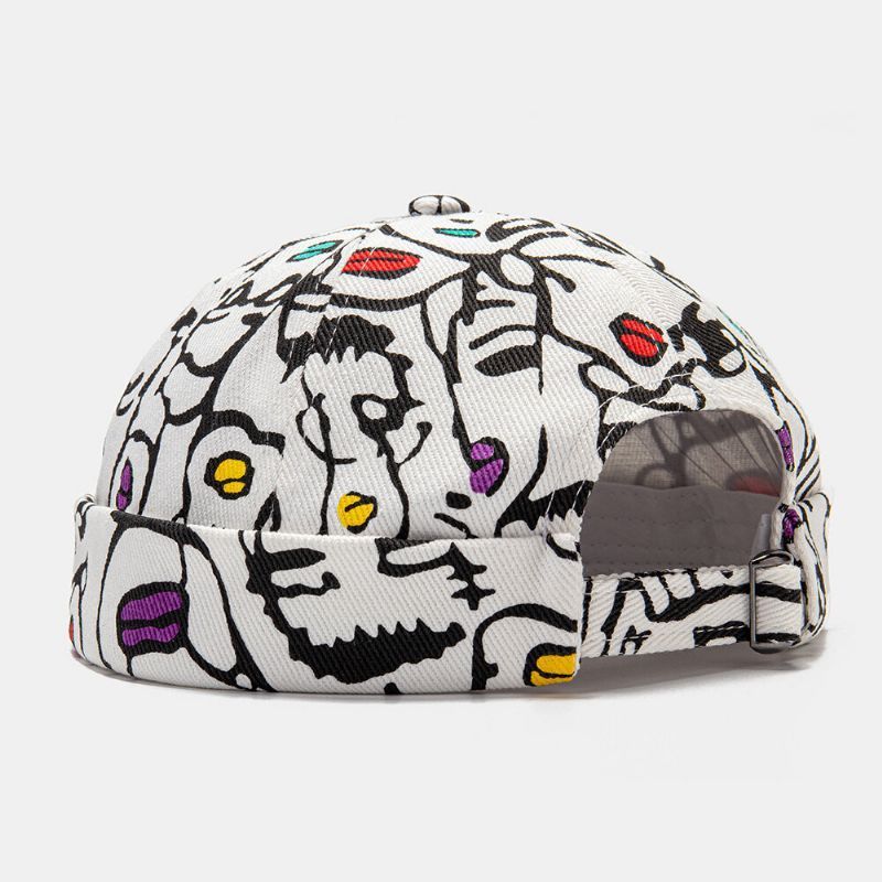 Collrown Hombres Algodón Patrón De Carácter Abstracto Moda Casual Gorro Sin Ala Gorra De Propietario Gorra De Calavera