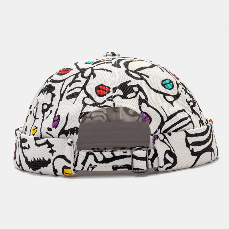 Collrown Hombres Algodón Patrón De Carácter Abstracto Moda Casual Gorro Sin Ala Gorra De Propietario Gorra De Calavera