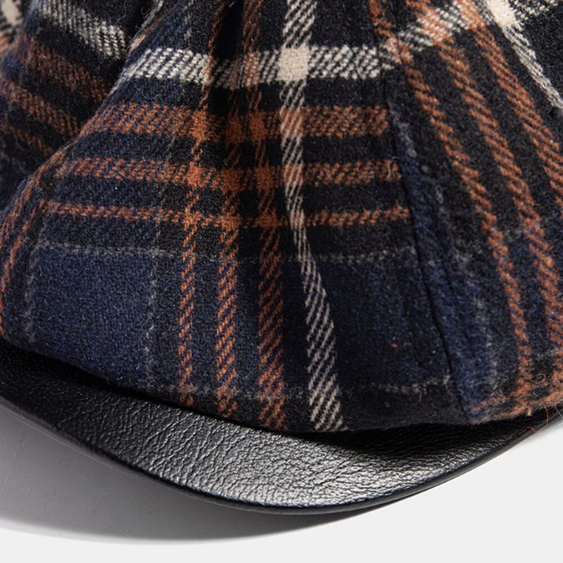 Collrown Hombres Casual Personalidad Patrón De Cuadros Sombrero De Vendedor De Periódicos Gorra Octogonal Boina Sombrero