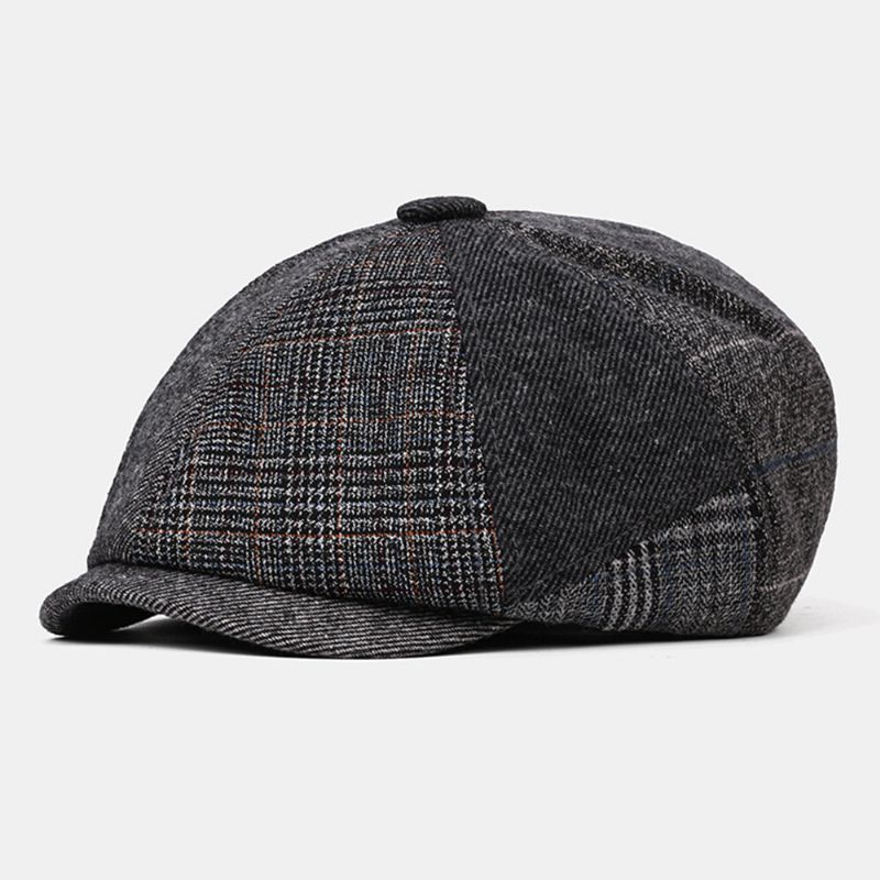 Collrown Hombres Raya De Lana Triángulo Patrón Geométrico Vintage Estilo Británico Sombrero De Vendedor De Periódicos Gorra Octogonal Sombrero De Boina