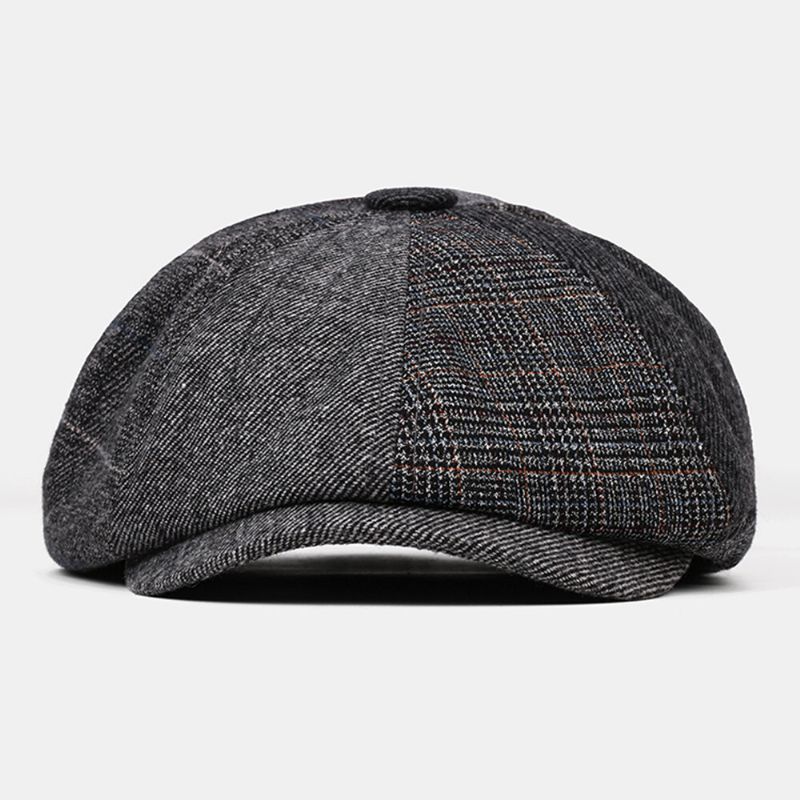 Collrown Hombres Raya De Lana Triángulo Patrón Geométrico Vintage Estilo Británico Sombrero De Vendedor De Periódicos Gorra Octogonal Sombrero De Boina