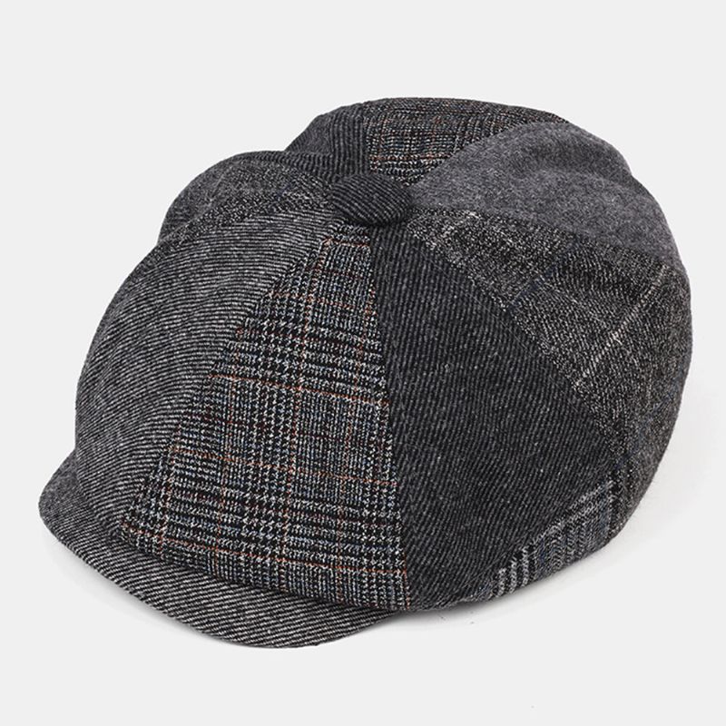 Collrown Hombres Raya De Lana Triángulo Patrón Geométrico Vintage Estilo Británico Sombrero De Vendedor De Periódicos Gorra Octogonal Sombrero De Boina