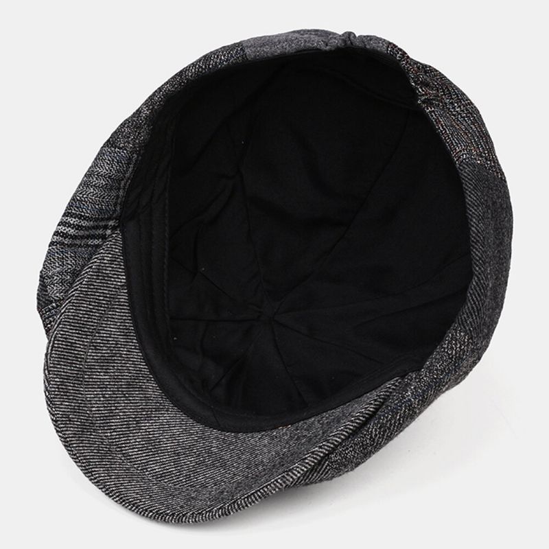 Collrown Hombres Raya De Lana Triángulo Patrón Geométrico Vintage Estilo Británico Sombrero De Vendedor De Periódicos Gorra Octogonal Sombrero De Boina