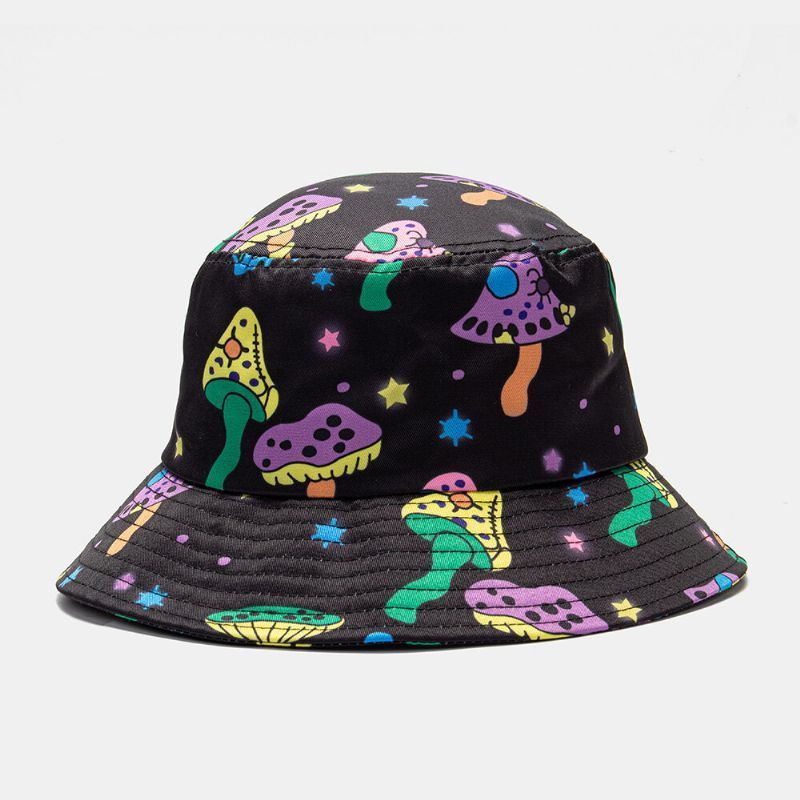 Collrown Men Cartoon Mushroom Star Impresión Moda Casual Sombrilla Sombrero De Cubo