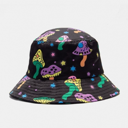 Collrown Men Cartoon Mushroom Star Impresión Moda Casual Sombrilla Sombrero De Cubo