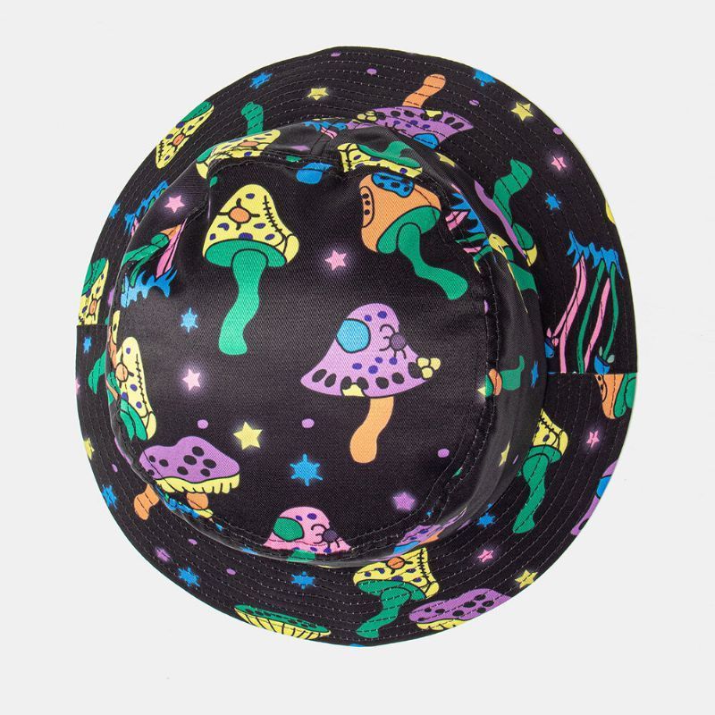 Collrown Men Cartoon Mushroom Star Impresión Moda Casual Sombrilla Sombrero De Cubo