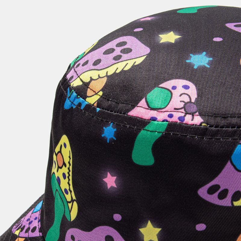 Collrown Men Cartoon Mushroom Star Impresión Moda Casual Sombrilla Sombrero De Cubo