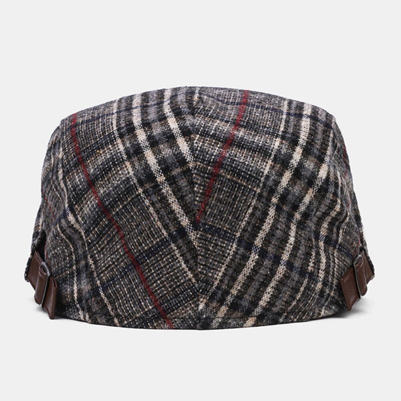 Collrown Men Classic Casual Outdoor Plaid Stripe Pattern Patchwork Beret Hat Forward Hat