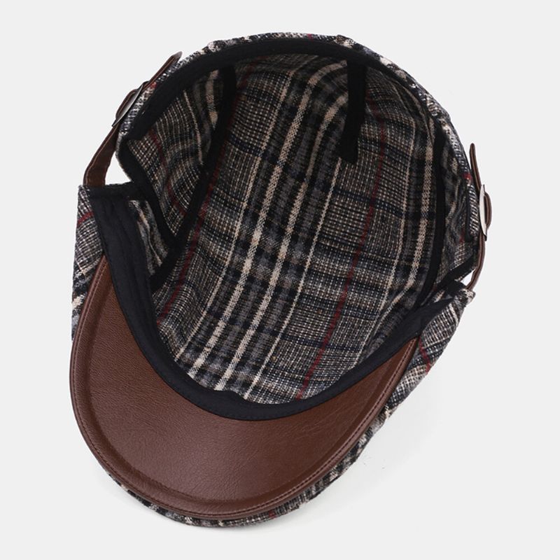 Collrown Men Classic Casual Outdoor Plaid Stripe Pattern Patchwork Beret Hat Forward Hat