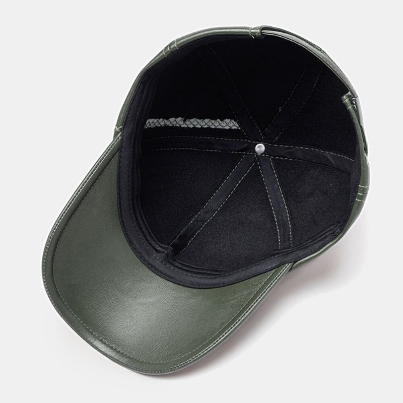 Collrown Men Faux Leather Casual Retro Personalidad Sombrero De Béisbol Con Sombrilla De Cuero