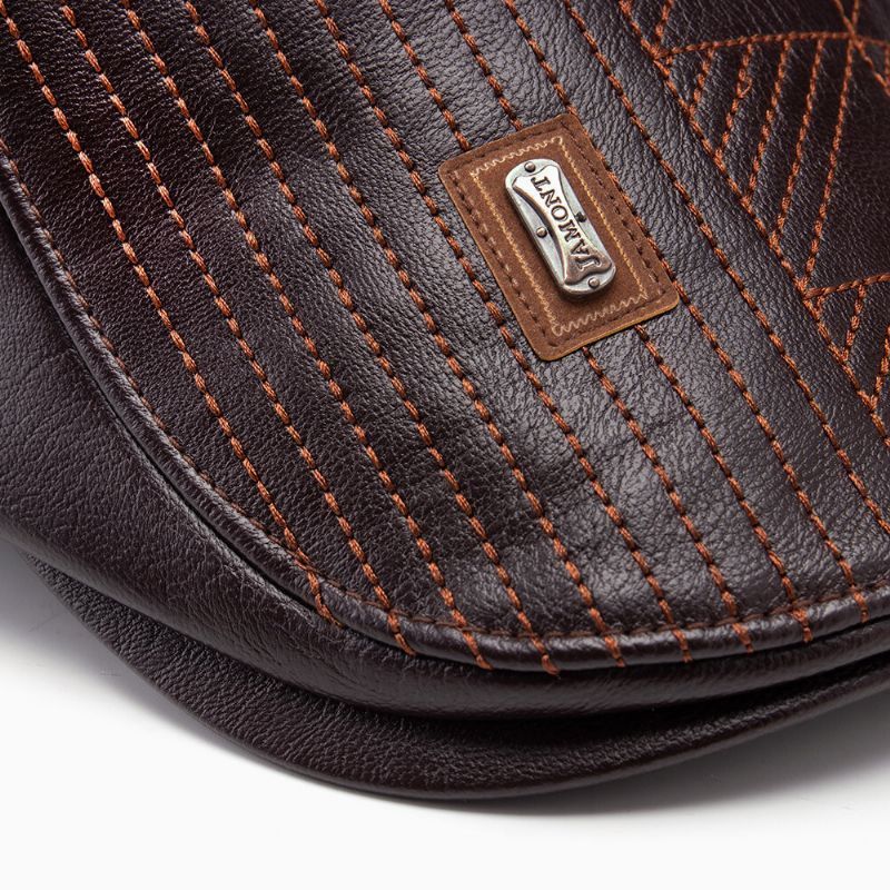 Collrown Men Faux Leather Stripe Pattern Vintage Color Sólido Hacia Adelante Sombrero Boina Sombrero