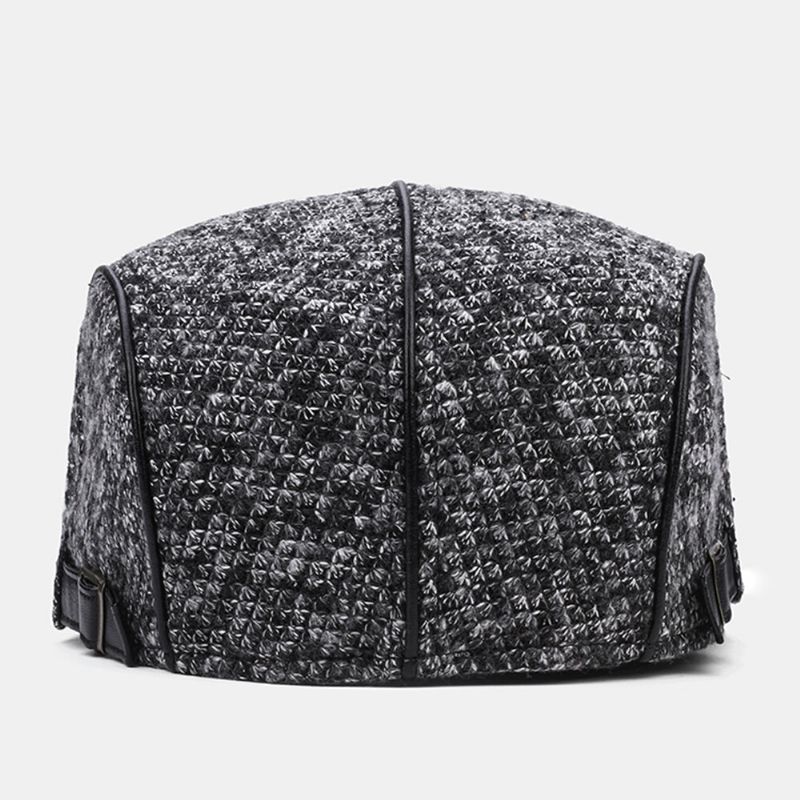 Collrown Men Knit Casual Al Aire Libre Acolchado Cálido Visera Adelante Sombrero Boina Sombrero