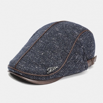 Collrown Men Knit Casual Clásico A Prueba De Viento Sunvisor Insignia De Metal Sombrero Delantero Boina Sombrero