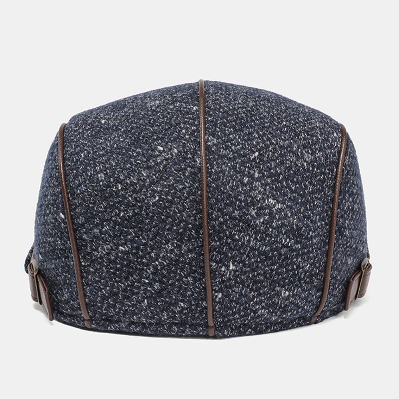 Collrown Men Knit Casual Clásico A Prueba De Viento Sunvisor Insignia De Metal Sombrero Delantero Boina Sombrero