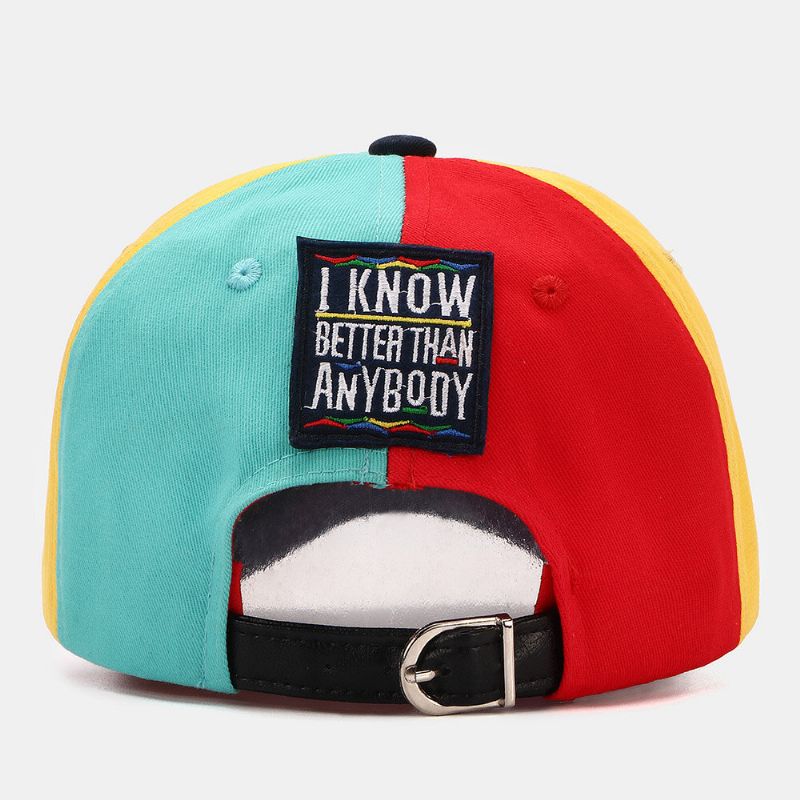 Collrown Men Letter Bordado Parche Multicolor Patchwork Sunshade Gorra De Béisbol Ajustable