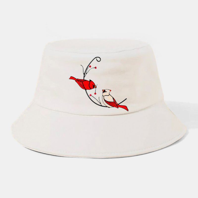 Collrown Unisex Algodón Color Pájaros Patrón Casual Sombrilla Bucket Hat