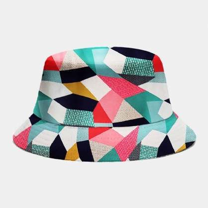 Collrown Unisex Algodón Color Patrón Geométrico Casual Sombrilla Sombrero De Cubo