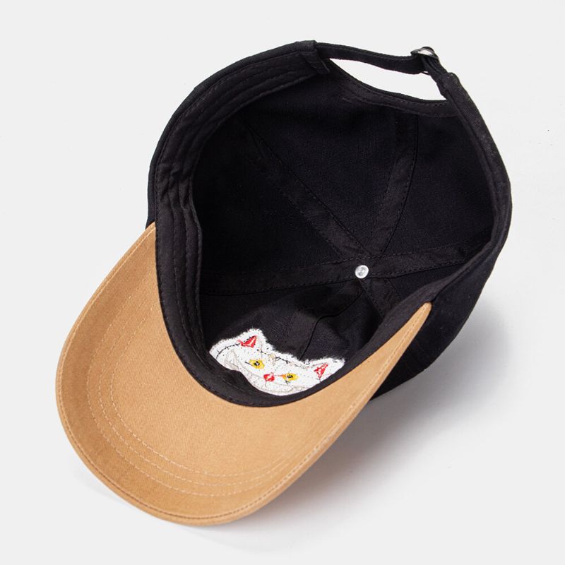 Collrown Unisex Cartoon Cat Fish Bone Pattern Contraste Color Fashion Young Sunshade Baseball Hat