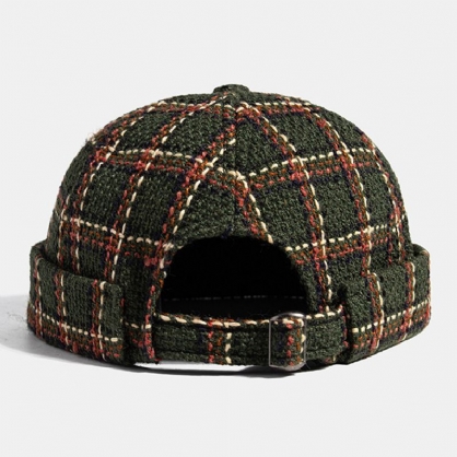 Collrown Unisex Casual Estilo Británico Plaids Patrón Brimless Beanie Landlord Hat Skull Hat