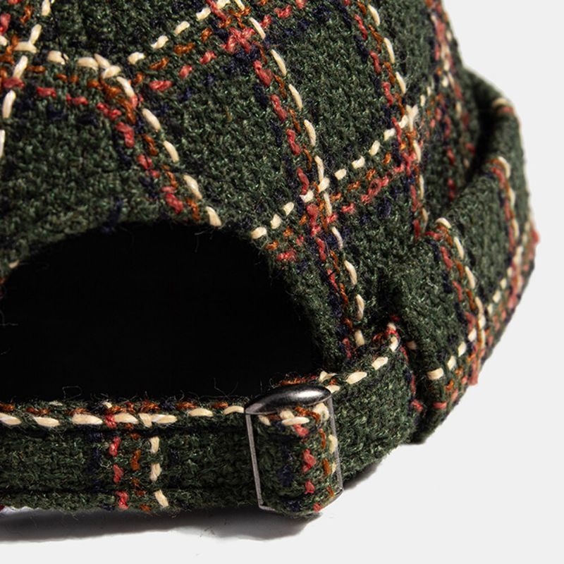 Collrown Unisex Casual Estilo Británico Plaids Patrón Brimless Beanie Landlord Hat Skull Hat