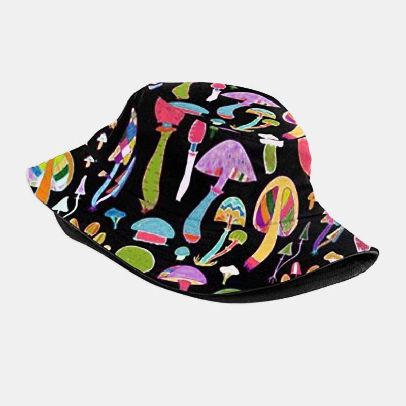 Collrown Unisex Colorido Patrón De Setas Estampado Casual Suave Viaje Al Aire Libre Sombrero De Cubo