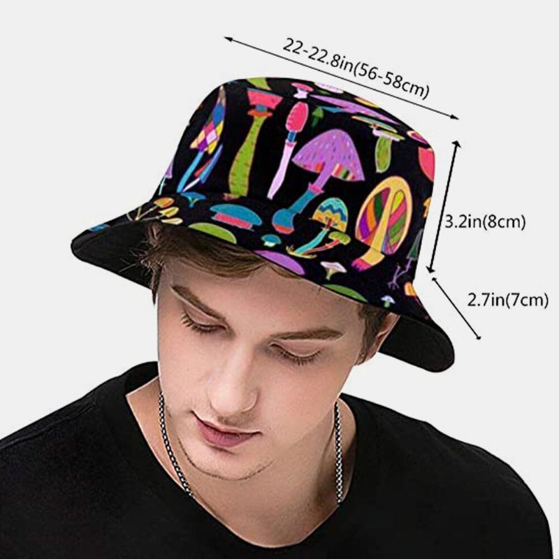 Collrown Unisex Colorido Patrón De Setas Estampado Casual Suave Viaje Al Aire Libre Sombrero De Cubo