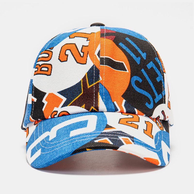 Collrown Unisex Contraste Color Graffiti Moda Joven Curva Brim Parasol Sombrero De Béisbol