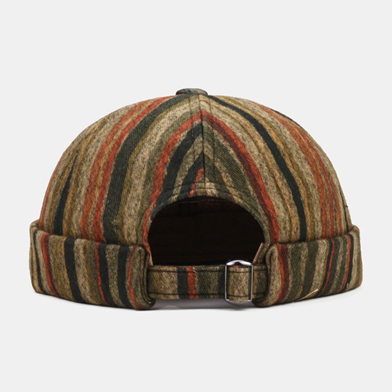 Collrown Unisex Contraste Color Rayas Patrón Casual Personalidad Sin Ala Beanie Landlord Hat Skull Hat