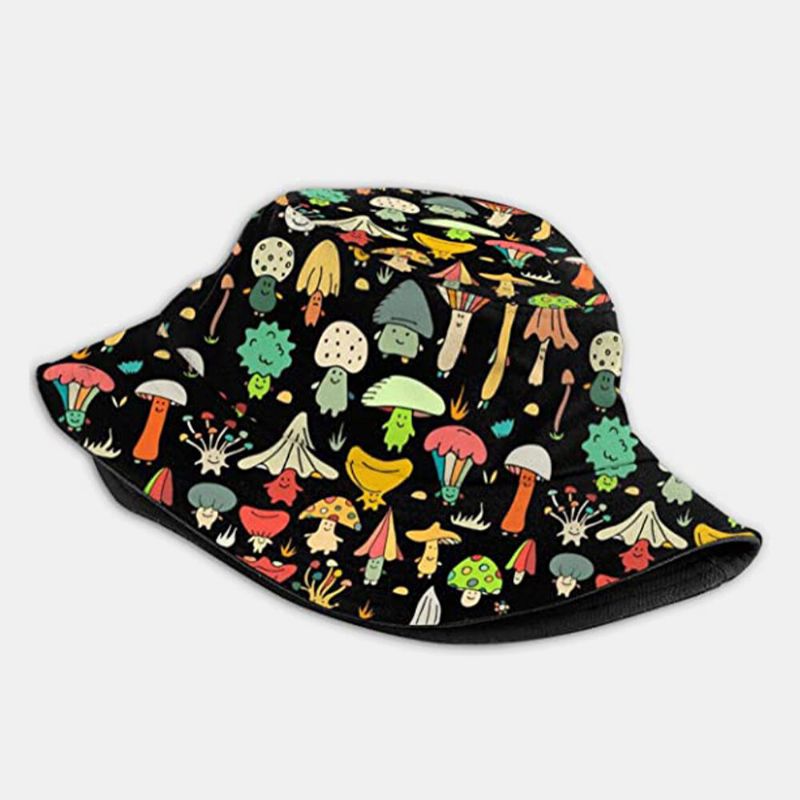 Collrown Unisex Dibujos Animados Coloridos Patrón De Hongo Estampado Casual Suave Viaje Al Aire Libre Sombrero De Cubo