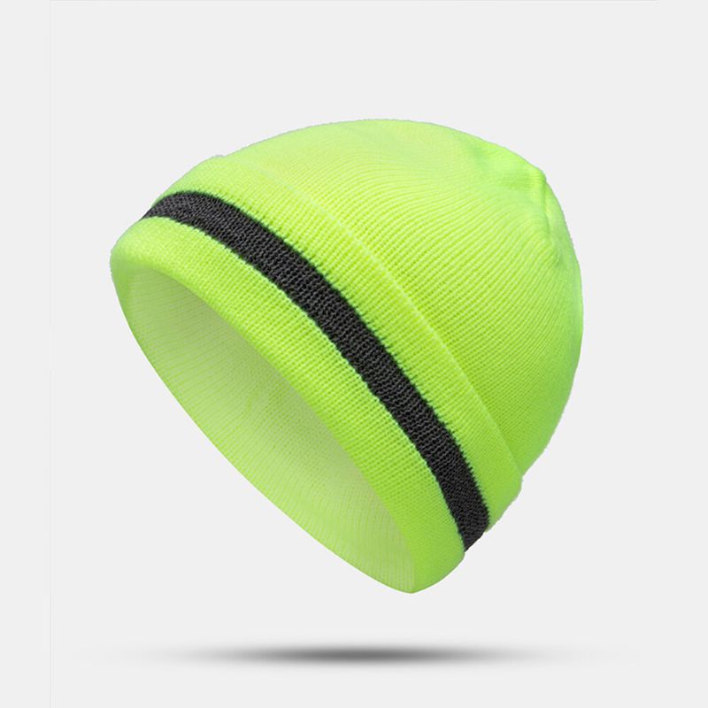 Collrown Unisex Fluorescencia En La Noche Oscuro Cálido Protección Para Los Oídos Sombrero De Punto Gorro Sin Ala