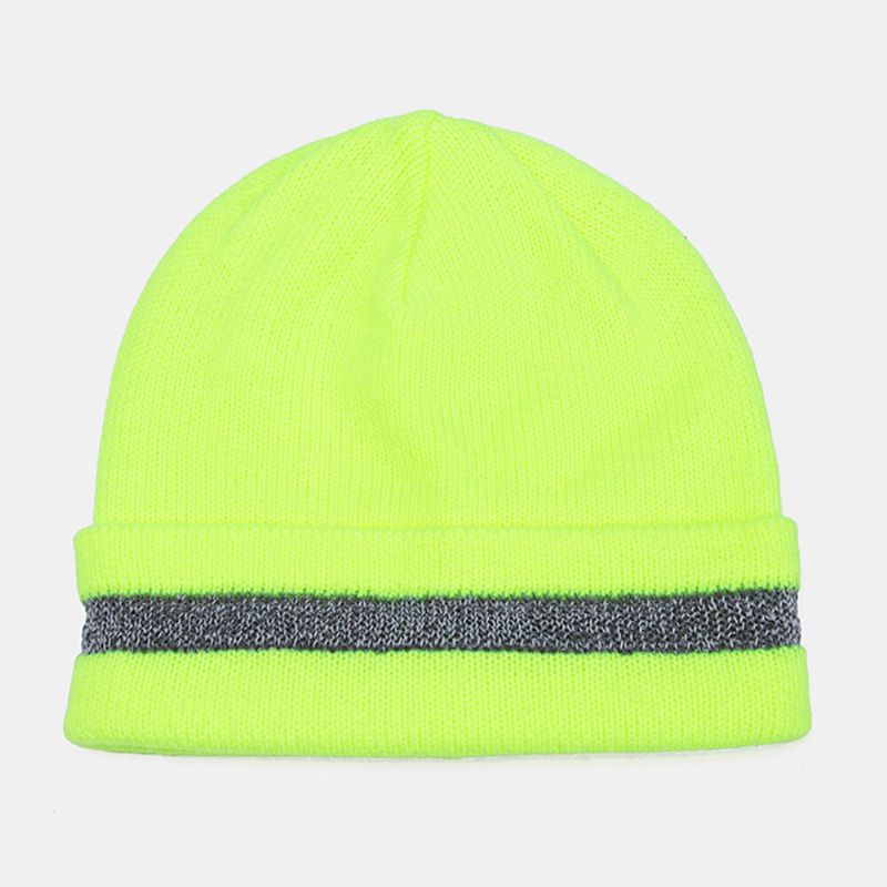 Collrown Unisex Fluorescencia En La Noche Oscuro Cálido Protección Para Los Oídos Sombrero De Punto Gorro Sin Ala