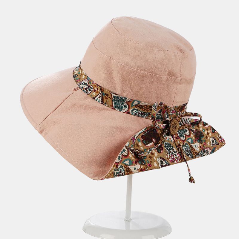 Gorra Anti-uv Plegable Multiusos Para Mujer Sombrero De Playa Con Estampado De Sol Sombrero De Ala Ancha De Algodón Para Mujer Elegantes Sombreros De Verano