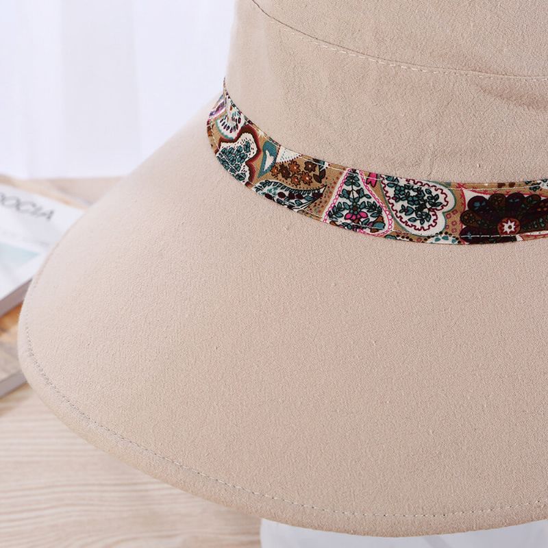 Gorra Anti-uv Plegable Multiusos Para Mujer Sombrero De Playa Con Estampado De Sol Sombrero De Ala Ancha De Algodón Para Mujer Elegantes Sombreros De Verano