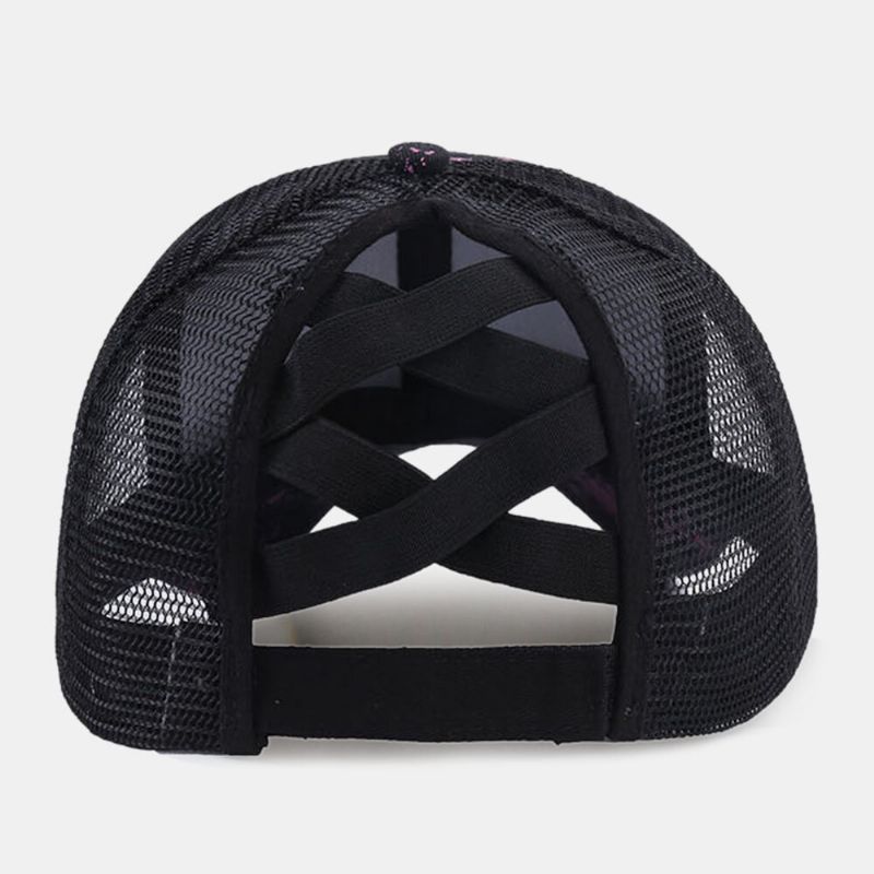 Gorra De Béisbol Ajustable Con Abertura Trasera Transpirable De Malla Con Patrón De Rayas De Colores Unisex