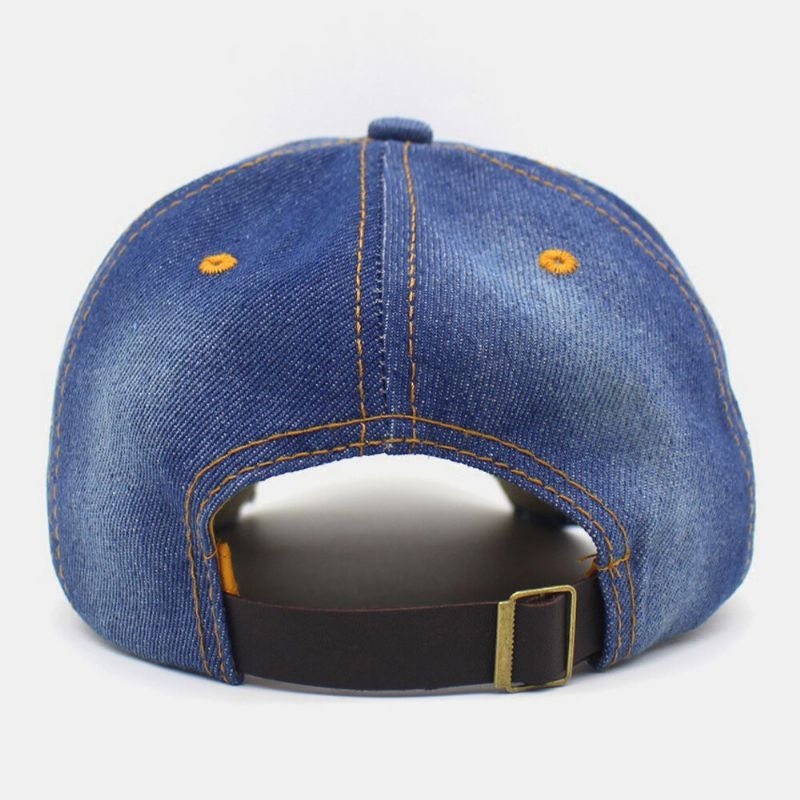 Gorra De Béisbol Ajustable Con Sombrilla De Calle De Moda Con Agujeros De Color Sólido De Mezclilla Para Hombre