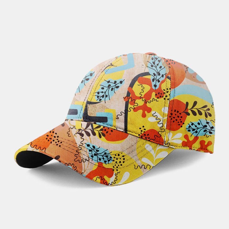 Gorra De Béisbol Con Parasol Informal De Moda Ajustable Con Estampado Floral De Superposición De Algodón Unisex