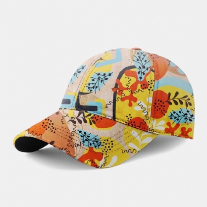 Gorra De Béisbol Con Parasol Informal De Moda Ajustable Con Estampado Floral De Superposición De Algodón Unisex